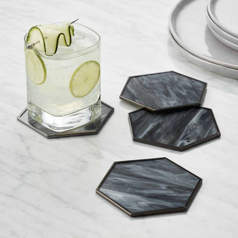 Hex Glass Coasters, Set of 4 - Image 0
