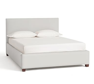 Raleigh Square Upholstered Bed without Nailheads, King, Low Headboard 43.5"h, Sunbrella(R) Performance Slub Tweed White - Image 2