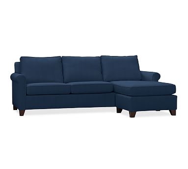 Cameron Roll Arm Upholstered Sofa with Chaise, Polyester Wrapped Cushions, Performance Everydayvelvet(TM) Navy - Image 2