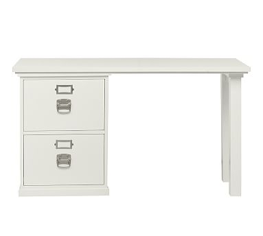 Bedford Small Desk Set, 1 Desktop &amp; 1 2-Drawer File Pedestal, Antique White - Image 0