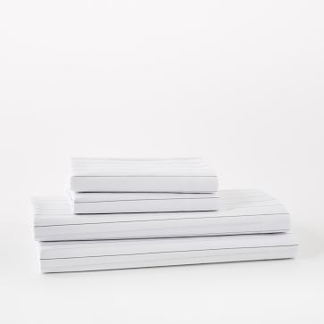 Organic Washed Cotton Stripe Sheet Set, King, Slate - Image 2