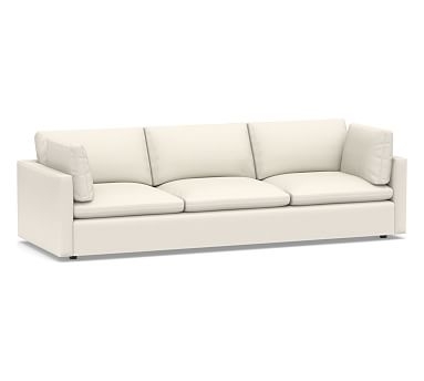 Bolinas Upholstered Grand Sofa 112", Down Blend Wrapped Cushions, Sunbrella(R) Performance Boss Herringbone Ecru - Image 0