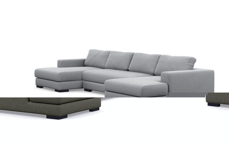 Henry Left Sectional with Grey Mushroom Fabric, extended chaise, and Matte Black legs - Image 1