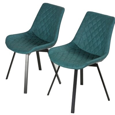 Wrought Studio Dunford Swivel Dining Chairs In Deep Aqua Faux Leather, Set Of 2 - Image 0