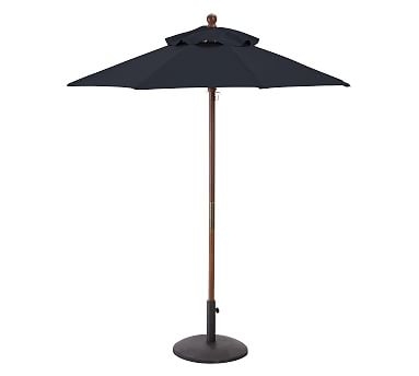 6' Round Market Umbrella with Eucalyptus Pole,Sunbrella#0174; Navy - Image 0