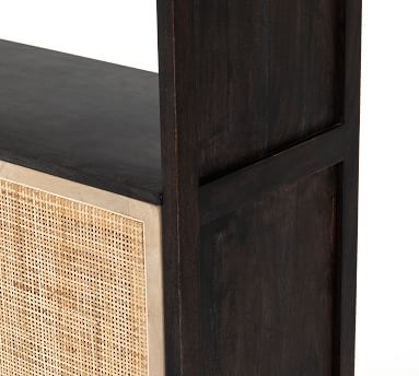 Dolores Cane Bookcase with Doors, Black, 35"L x 74"H - Image 4