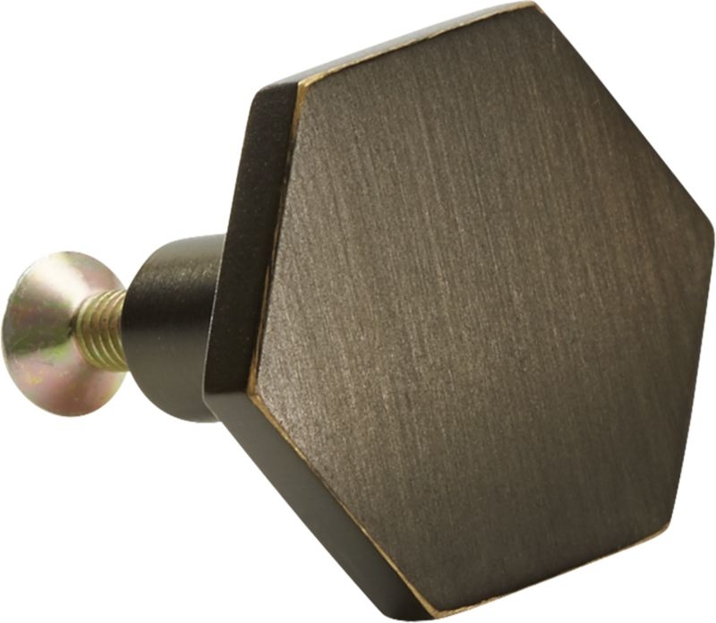 Hex Brushed Brass Mini Knob - Image 4