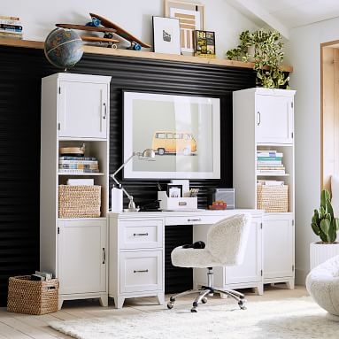 Hampton Smart Storage Desk & Bookcase with Cabinet Set, Simply White - Image 1