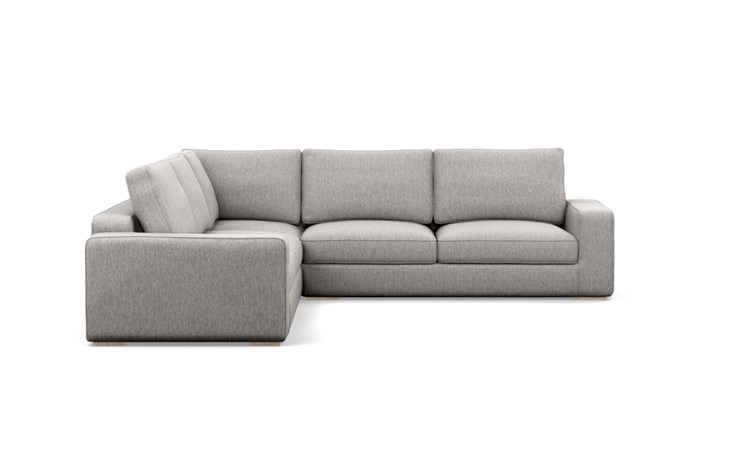 Ainsley Corner Sectional with Brown Earth Fabric, double down cushions, and Natural Oak legs - Image 2