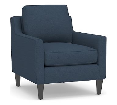 Beverly Upholstered Armchair, Polyester Wrapped Cushions, Brushed Crossweave Navy - Image 2