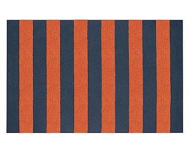 Rugby Custom Rug, 5' x 8', Navy/Orange - Image 0