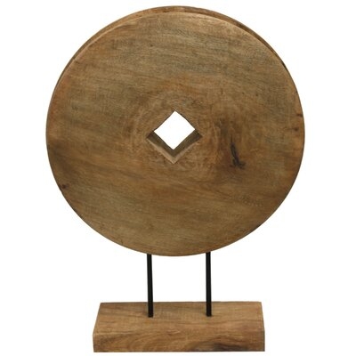 Armes Wheel Wood Carved Table Sculpture - Image 0