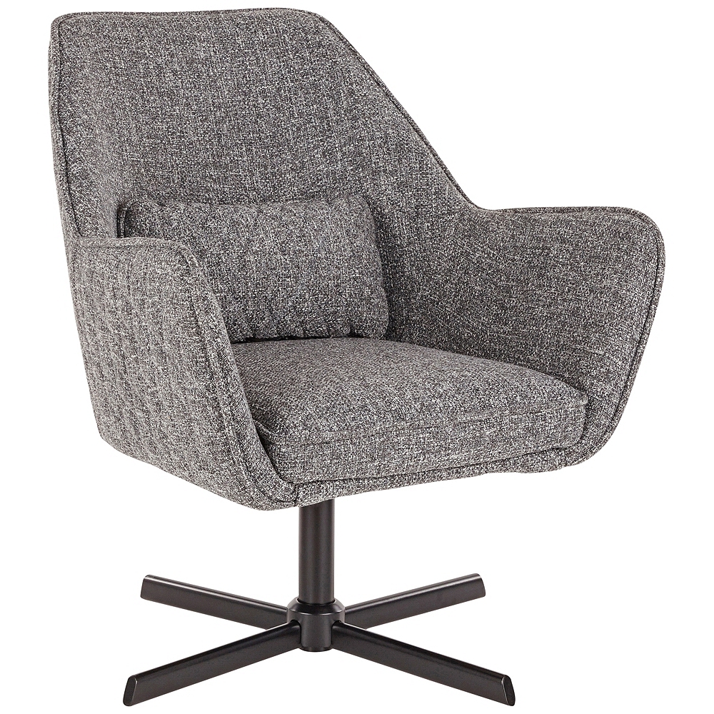 Diana Gray Noise Fabric and Black Metal Swivel Lounge Chair - Style # 67W73 - Image 0