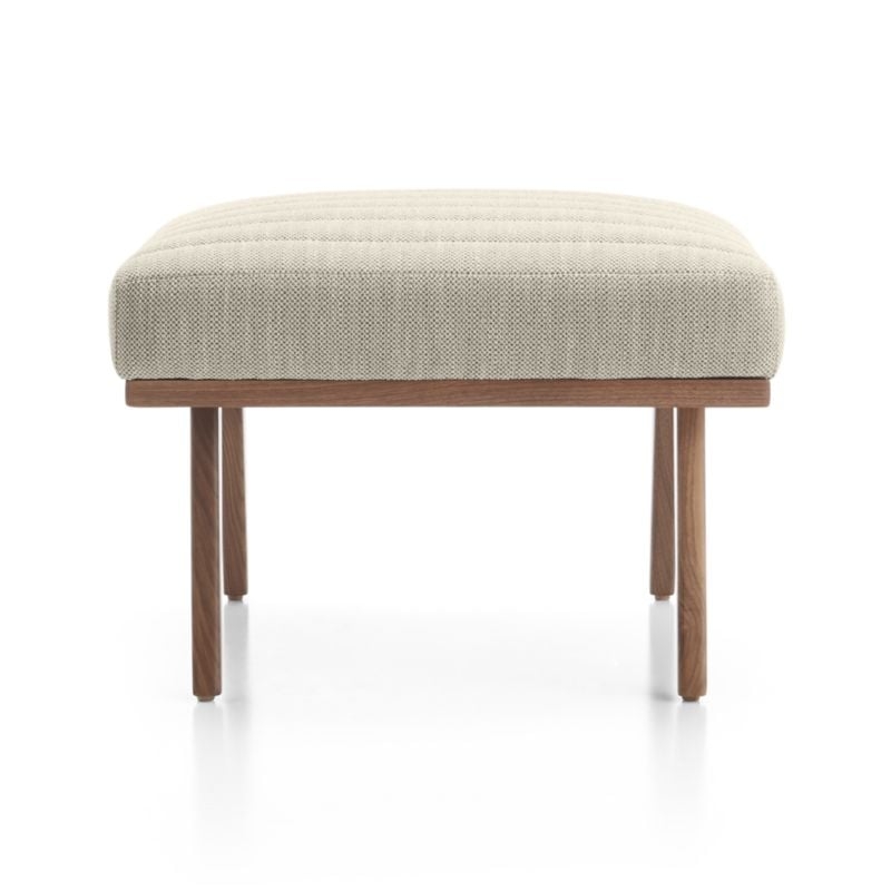 Cavett Channel Walnut Wood Frame Ottoman - Image 1