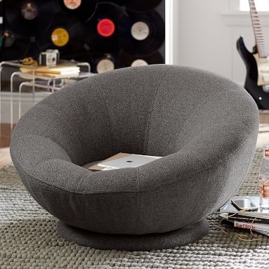 Tweed Groovy Swivel Chair, Charcoal - Image 2