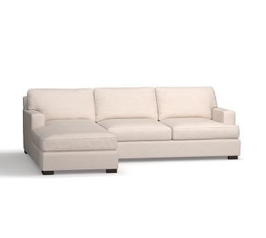 Townsend Square Arm Upholstered Left Arm Sofa with Chaise Sectional, Polyester Wrapped Cushions, Performance Everydaysuede(TM) Stone - Image 1