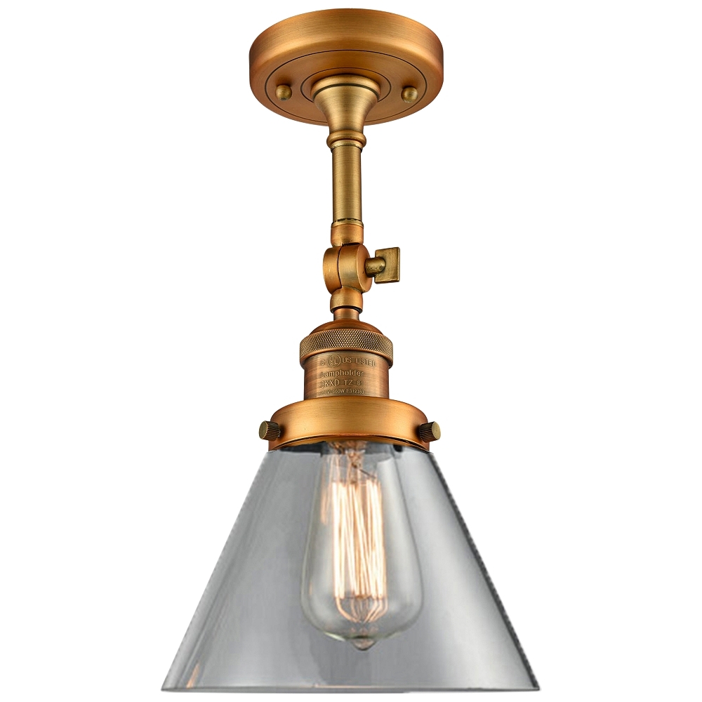 Large Cone 8" Wide Brushed Brass Adjustable Ceiling Light - Style # 40Y03 - Image 0