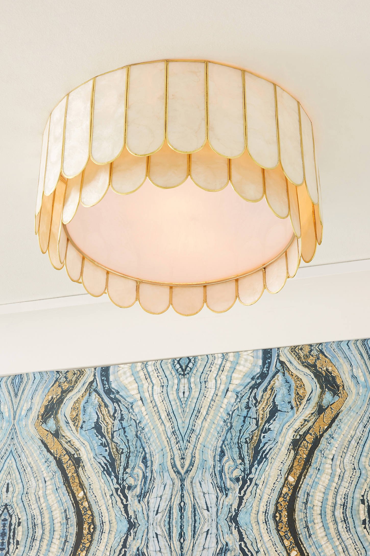 Madelyn Capiz Faceted Flush Mount By Anthropologie in White - Image 0