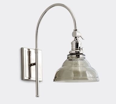 Vintage Glass Hood with Bronze Classic Arc Sconce - Image 3