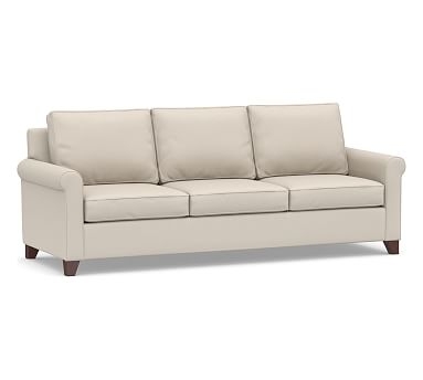 Cameron Roll Arm Upholstered Sofa 88" 3-Seater, Polyester Wrapped Cushions, Performance Brushed Basketweave Oatmeal - Image 2