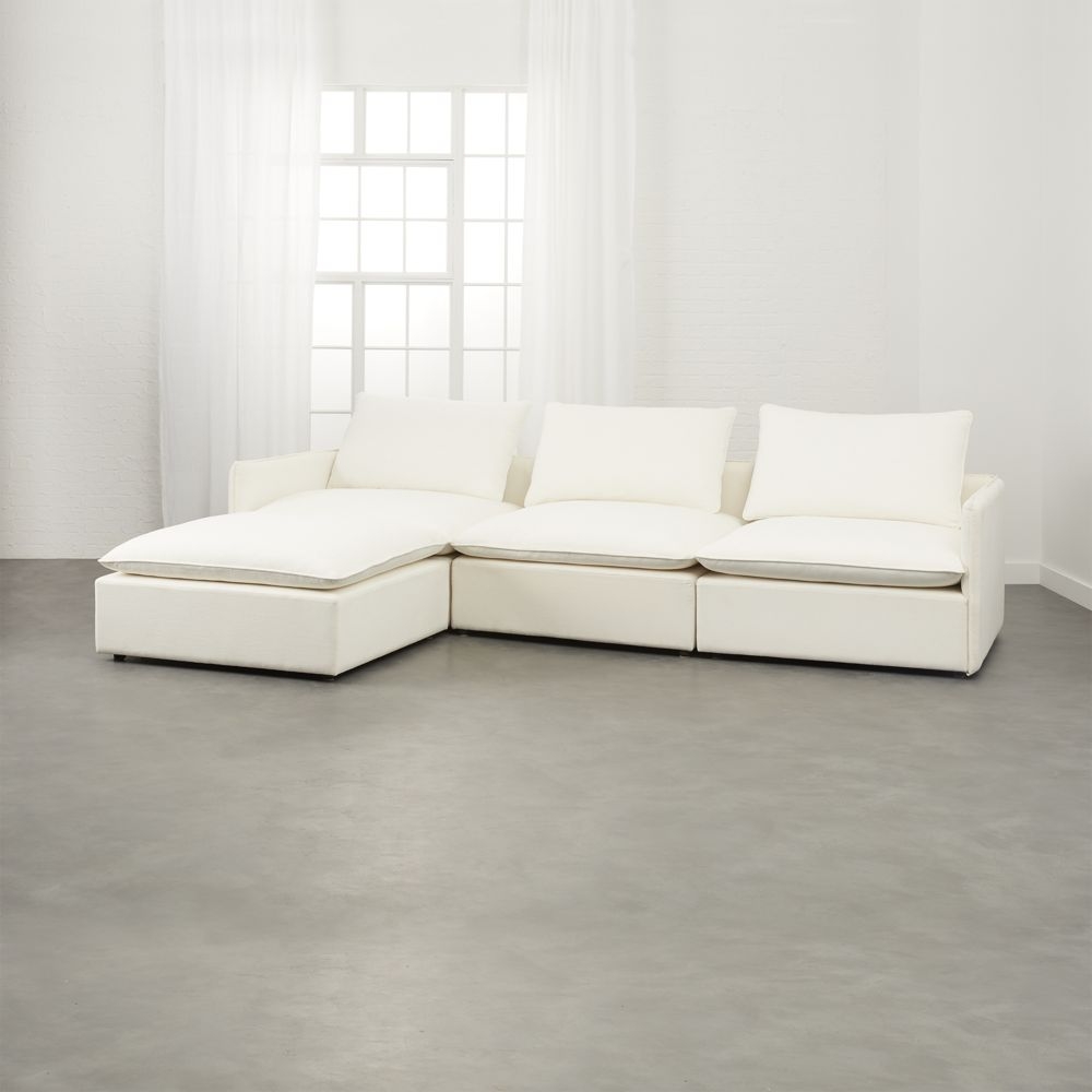 Lumin White Linen 4-Piece Sectional Sofa - Image 0