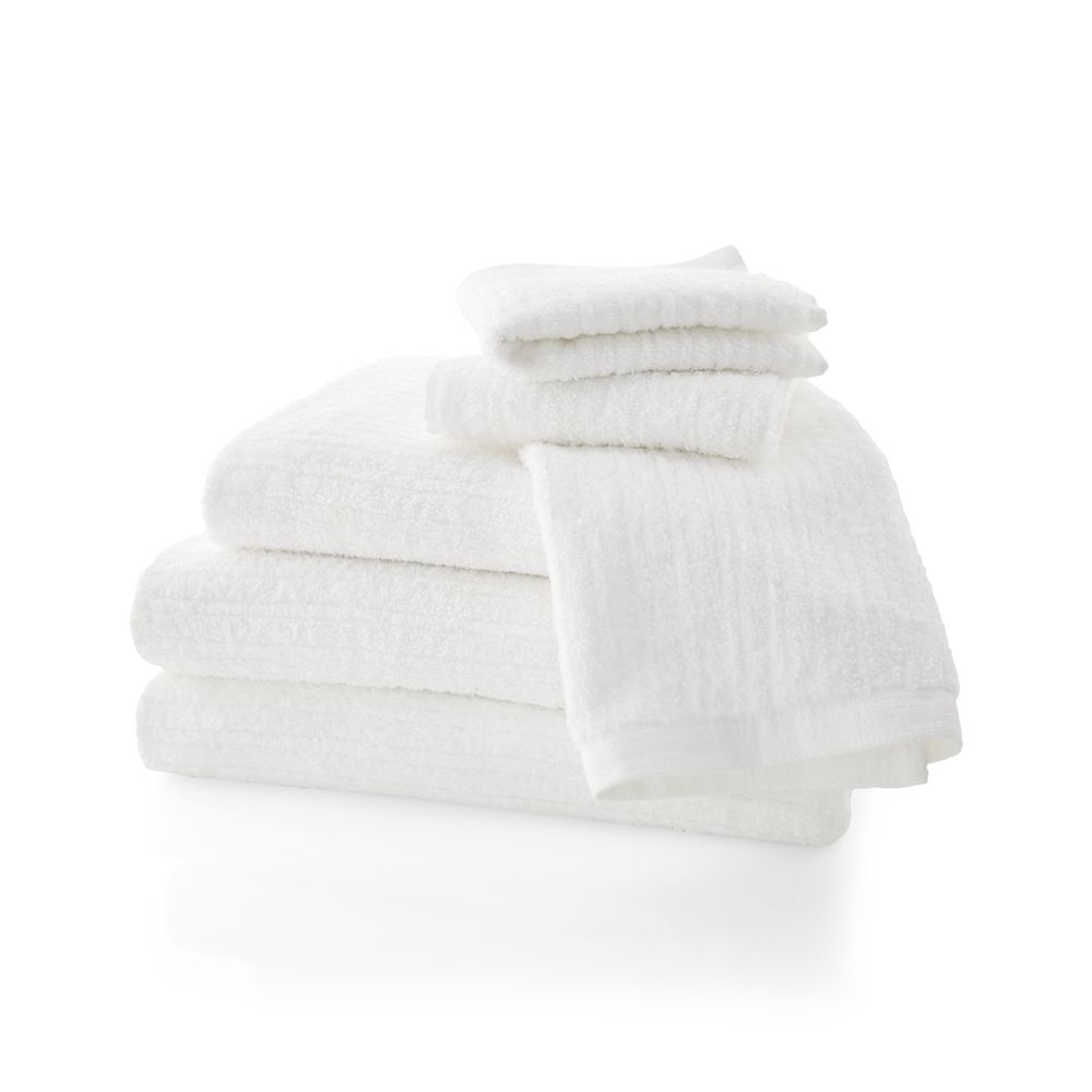 Ribbed White Towels, Set of 6 - Image 0