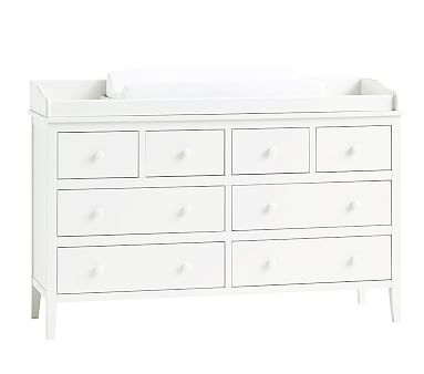 Emerson Extra Wide Nursery Dresser & Topper Set, Simply White - Image 0