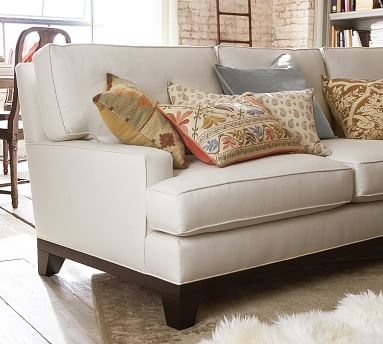 Seabury Upholstered Right Arm Sofa with Chaise Sectional, Down Blend Wrapped Cushions, Belgian Linen Light Gray - Image 1