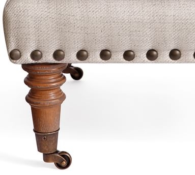 Tallulah Upholstered Ottoman, Polyester Wrapped Cushions, Performance Heathered Tweed Indigo - Image 1