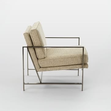 Metal Frame Chair, Twill, Gravel, Burnished Bronze finish. - Image 1