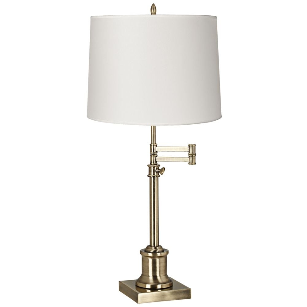 360 Lighting Westbury White Drum Shade Brass Swing Arm Desk Lamp - Image 0