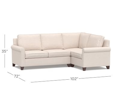 Cameron Roll Arm Upholstered Left Arm 3-Piece Wedge Sectional, Polyester Wrapped Cushions, Performance Slub Cotton Silver Taupe - Image 3