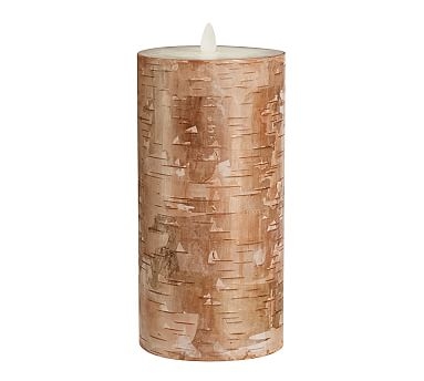 Premium Flickering Flameless Pillar Candle, Birch, 4"x8" - Image 2