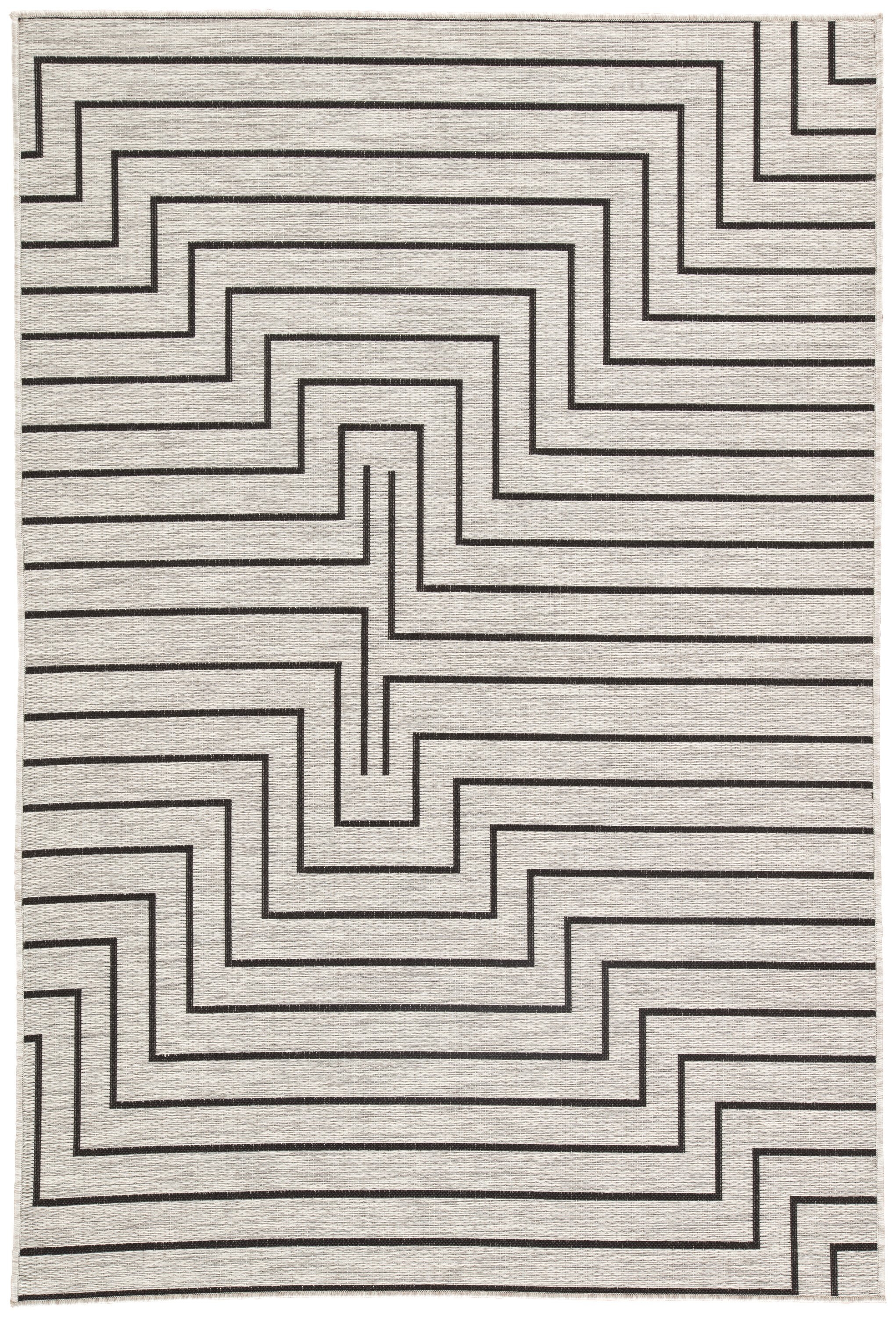 Nikki Chu by Xantho Indoor/ Outdoor Geometric Silver/ Black Area Rug (9'X12') - Image 0