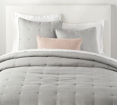 Belgian Flax Linen Comforter, Full/Queen, Flagstone - Image 0