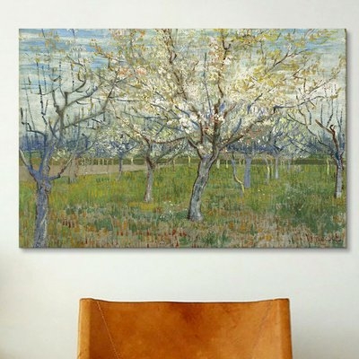'The Pink Orchard' by Vincent Van Gogh Painting Print on Wrapped Canvas - Image 0