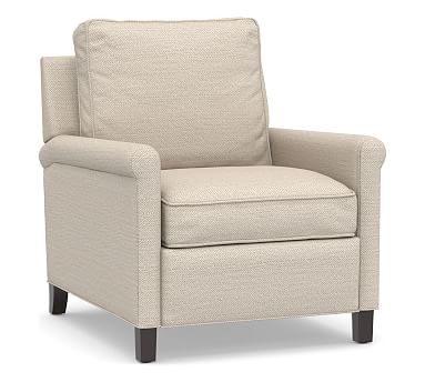 Tyler Roll Arm Upholstered Recliner without Nailheads, Polyester Wrapped Cushions, Sunbrella(R) Performance Herringbone Oatmeal - Image 2