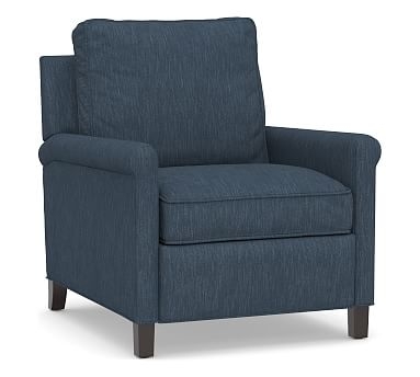 Tyler Roll Arm Upholstered Recliner without Nailheads, Polyester Wrapped Cushions, Performance Heathered Tweed Indigo - Image 0