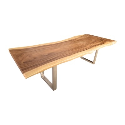 Wilton Live Edge Dining Table, 108", Wood, Natural, Stainless Steel - Image 4