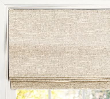 Custom Emery Linen/Cotton Cordless Roman Shade, Oatmeal, 21 x 66" - Image 0