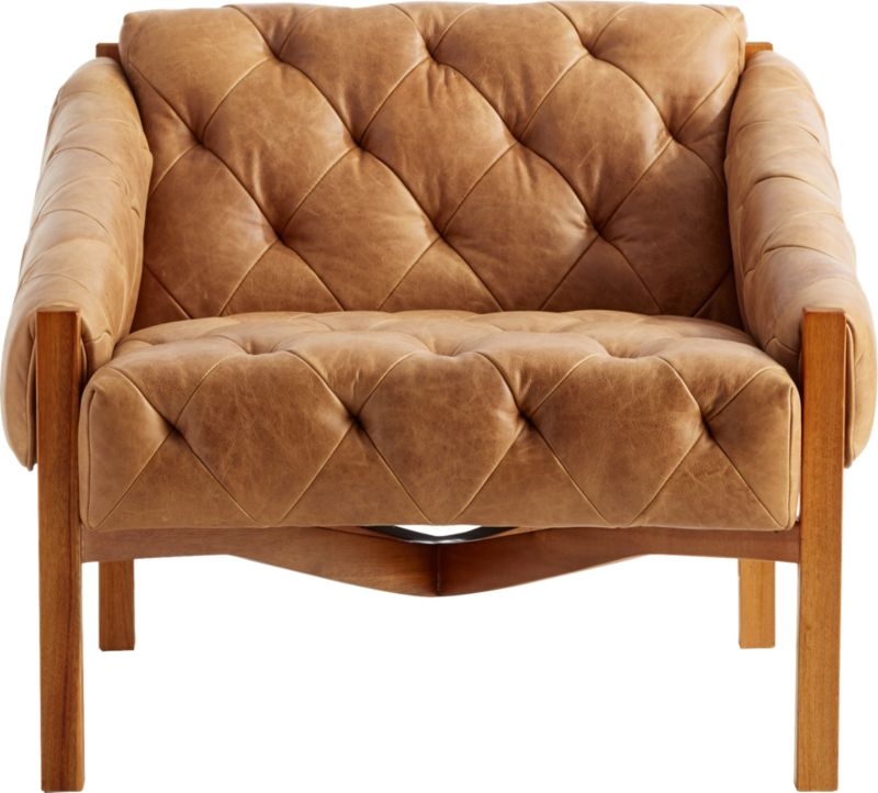 Abruzzo Brown Leather Tufted Chair - Image 2