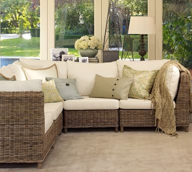 Torrey All-Weather Wicker Square Arm Sectional, Right-Arm Chair with Cushion, Natural - Image 3
