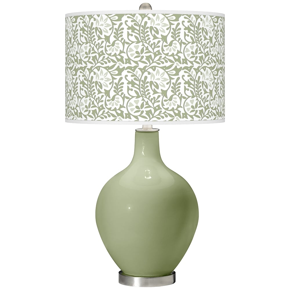 Color Plus Ovo 28 1/2" High Gardenia Shade Majolica Green Table Lamp - Image 0