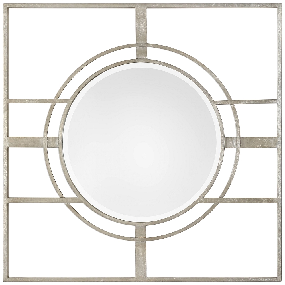 Zenon Metallic Silver Leaf 39 1/2" Square Wall Mirror - Style # 40R32 - Image 0