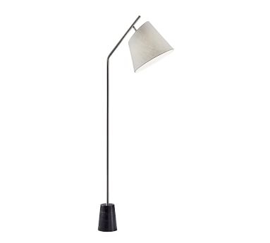 Carmine Floor Lamp, Brushed Steel &amp; Black - Image 1