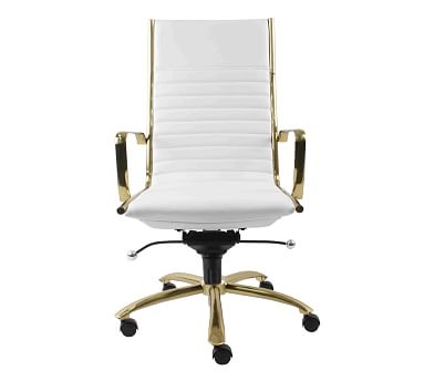 Fowler High Back Desk Chair, White/Gold - Image 0