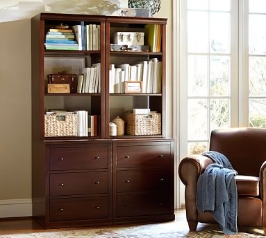 Logan Double Bookcase with 3-Drawer File Cabinet - Image 3