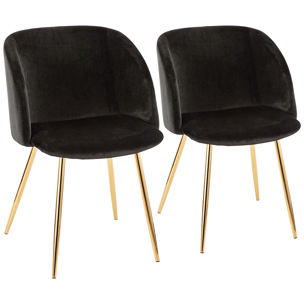 Fran Gold Metal and Black Velvet Dining Chairs Set of 2 - Style # 60G31 - Image 0