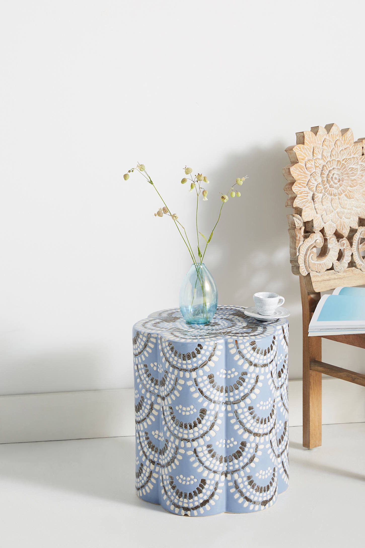 Scalloped Ceramic Side Table - Image 0