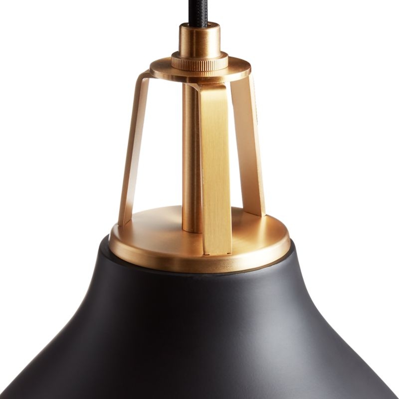 Maddox Black Bell Large Pendant Light with Brass Socket - Image 1